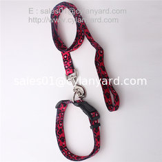 China Sublimation ribbon dog collar and leash set, full color print polyester dog leads, supplier