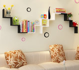 W Shape Decorative Wall Shelves Wood Wall Shelves Modern Red,black,white 3D Wall Sticker Korean Wall Shelf