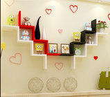 W Shape Decorative Wall Shelves Wood Wall Shelves Modern Red,black,white 3D Wall Sticker Korean Wall Shelf