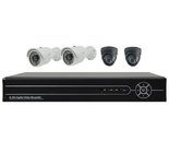 Home Camera Security 4CH DVR and Plastic IR CCTV Dome + Metal Bullet Cameras