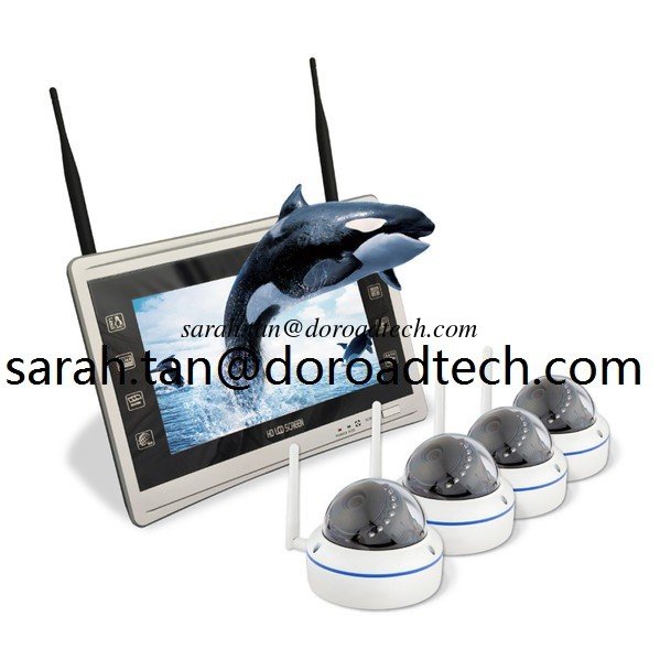 4CH WIFI IP Dome Cameras NVR Kit WiFi Camera with HD LCD Screen Display NVR