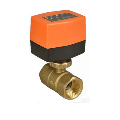China Electric Actuator Brass Ball Valve , 2 Way DN20 Motorized Ball Valve For Fan Coil Units supplier