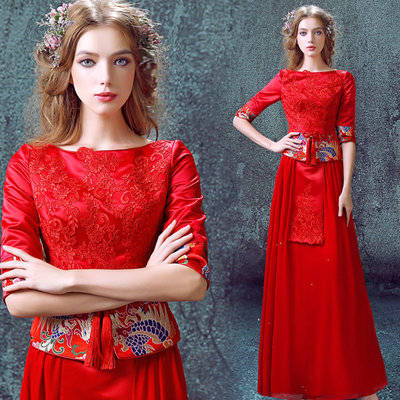 China Chinese Traditional Style Red Elegant Evening Dresses TSJY037 supplier