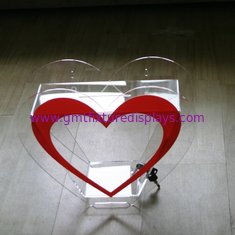 China Heart Shape Acrylic Donation Box W/ Lock Clear Charity Plexiglass Donation Box supplier