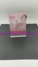 China Fashion Vertical A6 Size Clear Acrylic Stand Up Sign Holder Portrait Removable Solid Base supplier