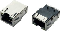 RJ45 with Transformer, Sinking plate type, tab-up, shielded with EMI fingers, built-in LED