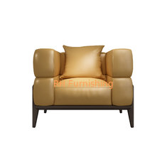 Nordic style of Hotel hall furniture Luxury single sofas in Walnut wood legs with Leather cloth made by Chinese factory