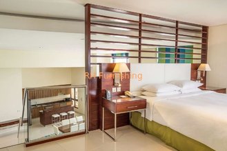 Hotel style apartment interior furniture made by Laminate board for Wardrobe with minibar cabinets