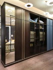 Custom made wardrobe closet built in cabinets open door Armoire with Mirror stand by Metal handle for hotel and villa supplier