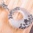 Thai Silver Moon Stone Pendant Necklace Marcasite Vintage Jewelry(N11061WHITE)