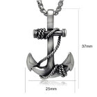 925 Silver Plated Titanium Steel Necklace with Anchor Pendant for Men(SP408)