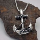 925 Silver Plated Titanium Steel Necklace with Anchor Pendant for Men(SP408)