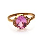 18k Rose Gold Plated Silver 7x9mm Oval Created  Ruby Gemstone Ring  (T64)