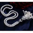 Shell Pearl Sweater Necklace with Tassels Pave Cubic Zirconia Charm Pendant (SN702142SIVER)