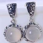 Women 925 Sterling Silver Synthetic White Chalcedony Drop Earrings (XH054081W)
