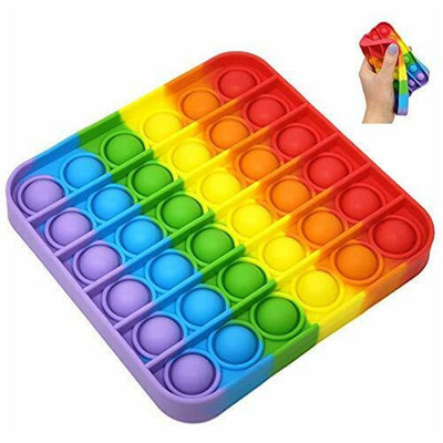 Push For Pop Fidget Toy Square Sensory Toy  Rainbow Push Bubble Stress relief Kids tiktok Family games