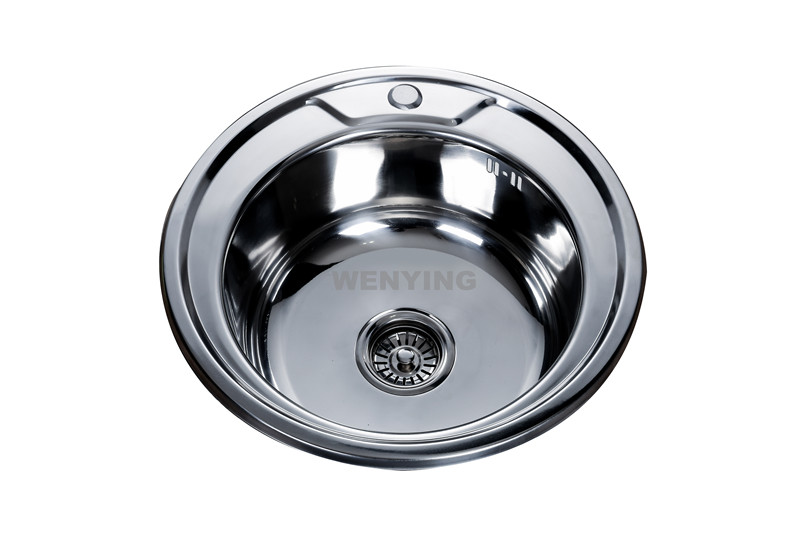 WenYing  Sink round single bowl stainless steel sink 490 round kitchen sink
