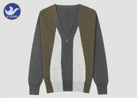 Zipper Up V Neck Mens Knit Cardigan Sweater Long Sleeves For Sport / Leasure