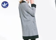 Long Open Womens Knit Cardigan Sweaters Drop Shoulder Charcoal Black Apparel