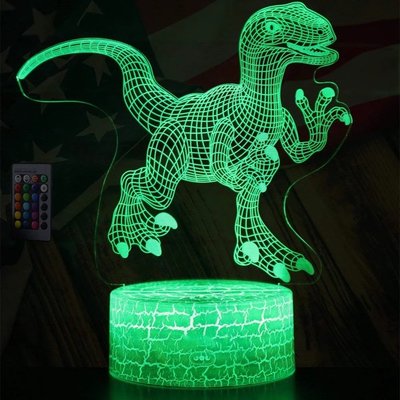 Red Color Kids Christmas Gift Birthday Toy Dinosaur Night Lights 3D Illusion Lamp Animal Light Led Lamp