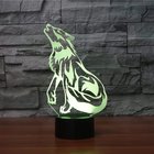 Wolf design Acrylic LED 3D Visual Lamp manufacture cartoon designs 3d led mini night light for kids gift