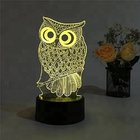 Home 3D Illusion Owl Shape Plug Powered Dimmable LED Desk Lamp Night Light Wholesales