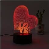 Home decorate 3D Illusion Sweet heart  Plug Powered Dimmable LED Desk Lamp Night Light Wholesales