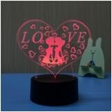 Hot sales Home decorate 3D Illusion Sweet heart  Plug Powered Dimmable LED Desk Lamp Night Light Wholesales