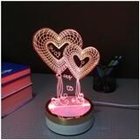 Acrylic heart shape LED 3D Visual Lamp manufacture love heart shape 3d led mini night light for kids gift