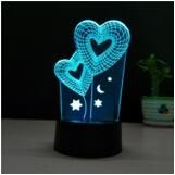 Hot sales Home decorate 3D Illusion Sweet heart  Plug Powered Dimmable LED Desk Lamp Night Light  for Mother's day  gift