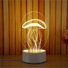 3D Visual Illusion LED Reading Lamp Wooden Bent Stand Acrylic Lampshade Table Desk Night Light