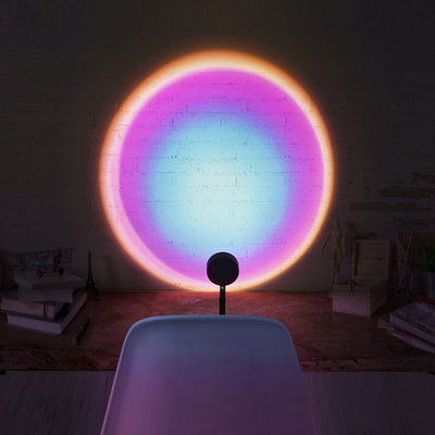 USB Charging Night Light 180 Degree Rotation Rainbow Sunset Projection LED Table Lamp for Living Room Bedroom Decor