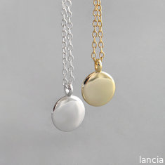 China Lanciashow 925 Sterling Silver Beans Chain Necklace Simple Geometric Small Round Pendant supplier