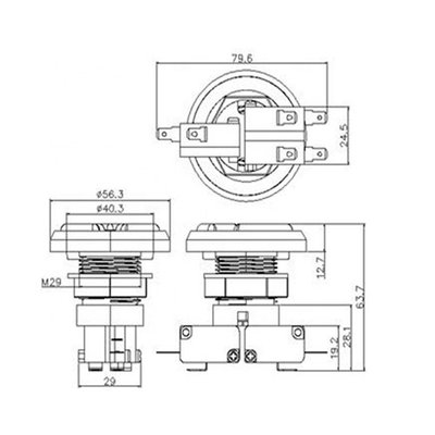 Multicade 3 in 1 triple Round push button microswitch