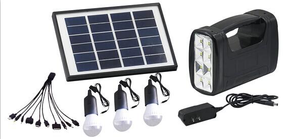 solar home lighting system with 3 LED bulbs for remote area, mobile charger , solar system
