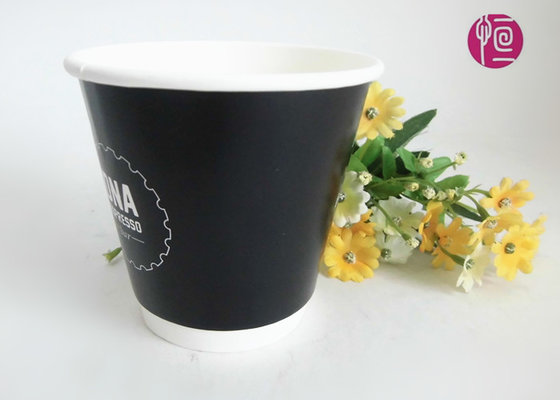 China 8oz Disposable Black Double Wall Paper Cups For Coffee To Go supplier