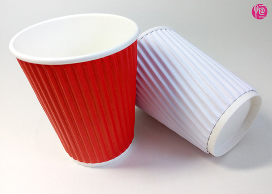 China Brightness Offset Paper 12oz Flexo Printed Ripple Wall Hot Coffee Cup supplier