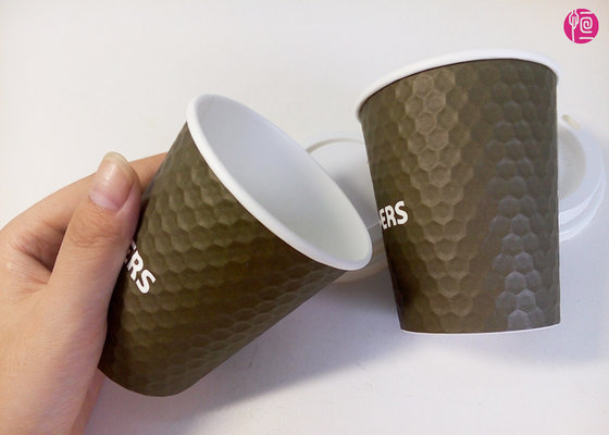 China 8oz Diamond Shaped Ripple Wall Paper Cup Food Grade Printed supplier