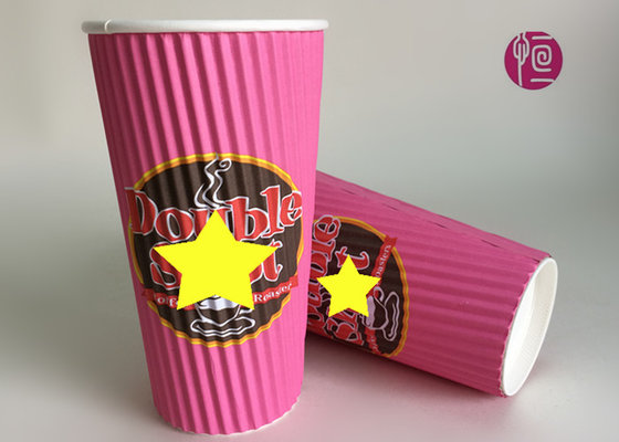 China 20oz Wave ripple coffee cups / Pink Print thermal disposable cups supplier