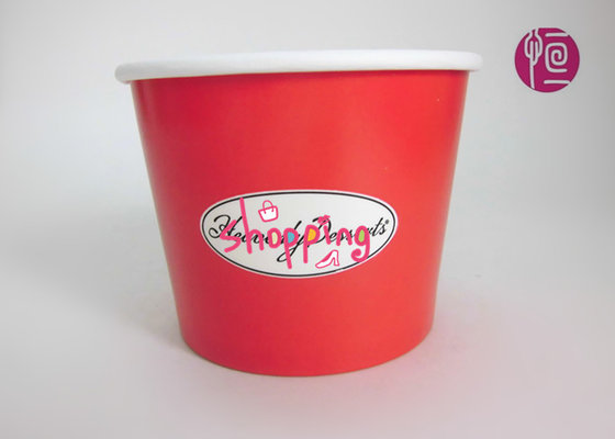 China Single Wall 12oz Custom Disposable Ice Cream Cups With Lid , Red supplier