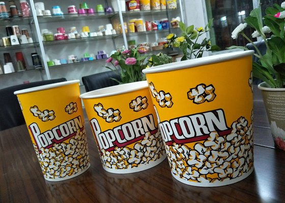 China Food Grade 64oz 85oz 130oz Paper Popcorn Buckets Generic Yellow supplier