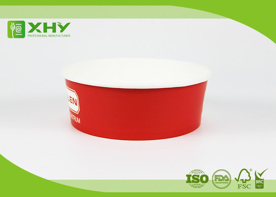 China 32oz Red Color Printed Take Away Paper Salad Containers Bowls with Clear Lids FDA Certificated supplier