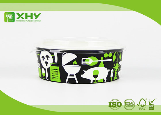 China Custom Logo Printed Disposable Salad Paper Bowls with Clear Lids supplier
