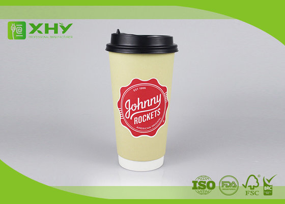 China 20oz 600ml Heat-insulated Coffee Double Wall Paper Cups Matte Finished with Lids supplier