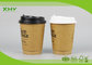 Takeaway Eco-friendly Kraft Brown Double Wall Paper Cups 12oz Heat Insulated FSC SGS supplier
