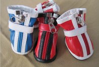 PU leather + Rubber Sole Winter PET Dog Shoes With Zipper design