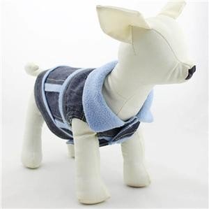 XS , S Small Winter dog coats Faux Fur Lining Denim Jacket for small dogs