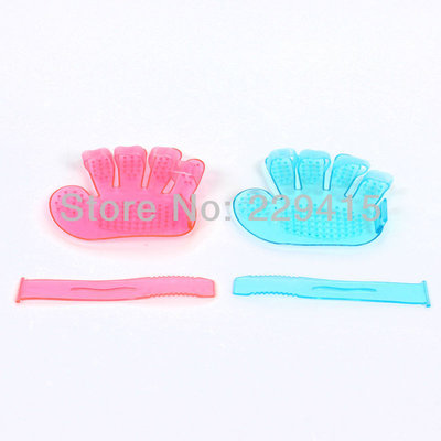 Plastic Pet dog bath brush grooming tool pink / light blue color