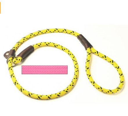 Yellow Mendota Slip Rope Dog Leash 6ft X 1/2in , Customized For Small Dog Harness