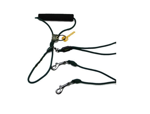 Durable Timberwolf Alpine Rope 2-Dog Lead Black Dog Leash Adjustable